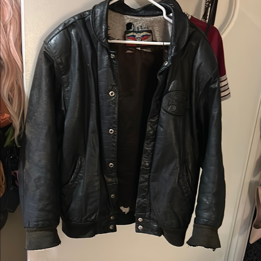 Classic Black Bomber Jacket Jeff Hamilton 49ers